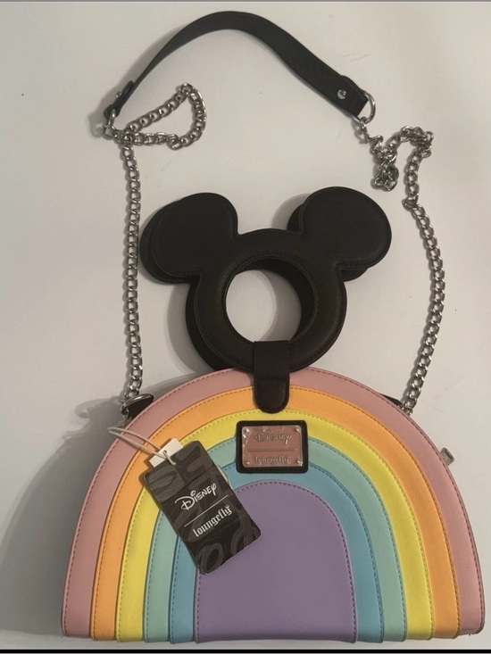 Loungefly Handbags - Loungefly x Disney Mickey Mouse Pastel Rainbow Crossbody Bag